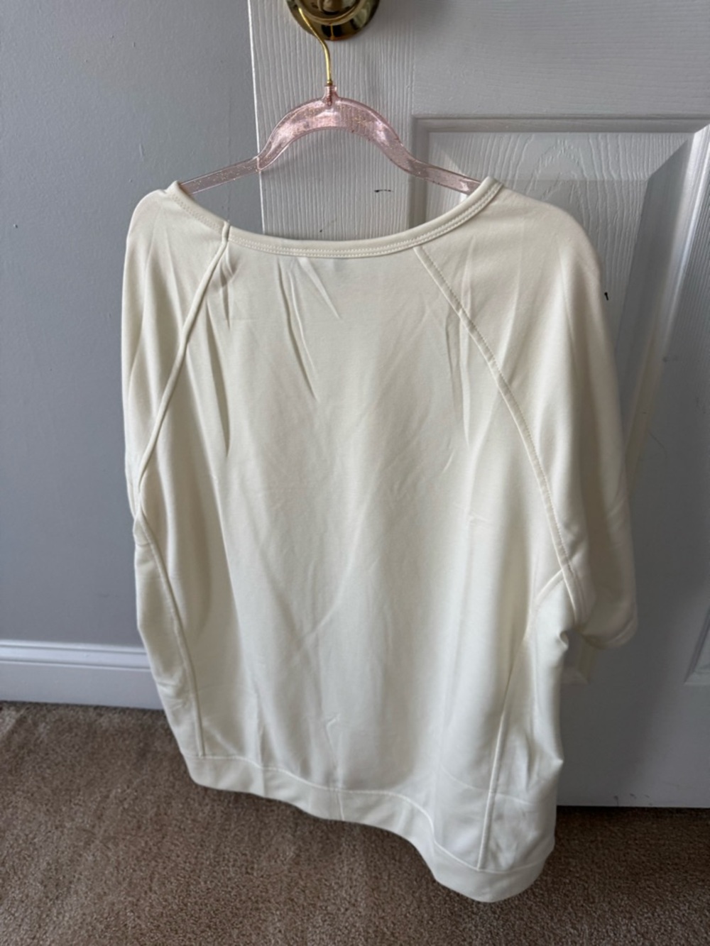 Cream Short Sleeve Pullover Sweatshirt - Women's Relaxed Fit - Picture 5 of 5